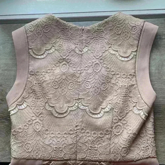 Reiss size 6 Gemina nude beautiful lace lined cocktail dress. - Picture 7 of 9